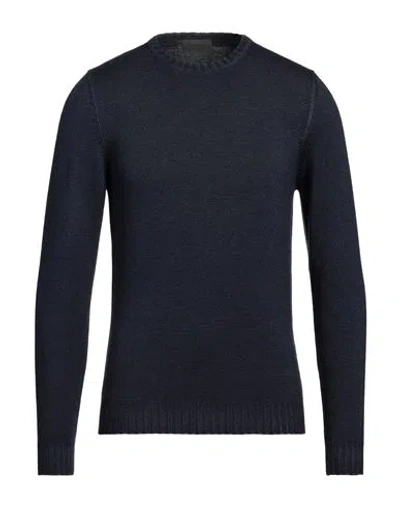 Ferrante Man Sweater Navy Blue Size 36 Merino Wool In Navy Blue