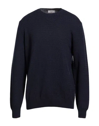 Ferrante Man Sweater Navy Size 44 Merino Wool, Cashmere In Animal Print