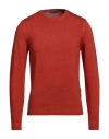 Ferrante Man Sweater Rust Size 36 Merino Wool In Red