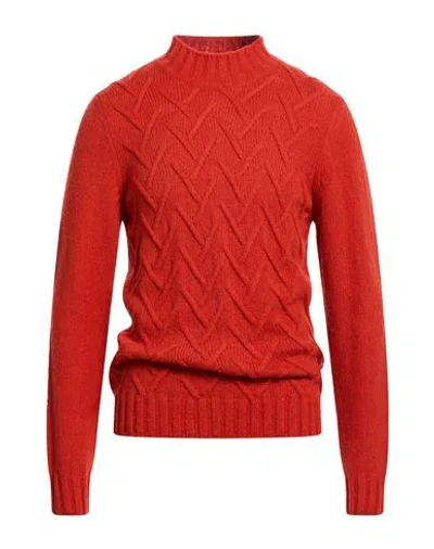 Ferrante Man Sweater Rust Size 40 Merino Wool, Polyamide In Red