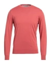 Ferrante Man Sweater Rust Size 48 Giza 45 Cotton In Red