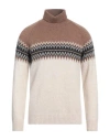 Ferrante Man Turtleneck Camel Size 40 Merino Wool, Polyamide In Beige
