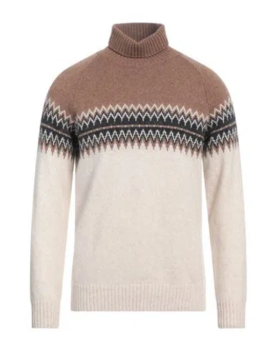 Ferrante Man Turtleneck Camel Size 40 Merino Wool, Polyamide In Beige