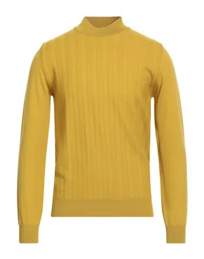 Ferrante Man Turtleneck Lime Green Size 40 Merino Wool
