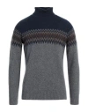 Ferrante Man Turtleneck Midnight Blue Size 40 Merino Wool, Polyamide In Blue