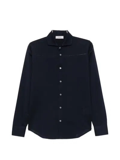 Ferrante Piqué Long-sleeve Shirt In Blue
