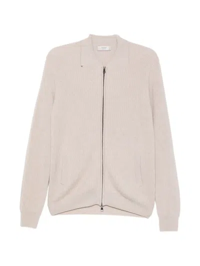 Ferrante Ribbed-knit Zip-up Cardigan In Pink