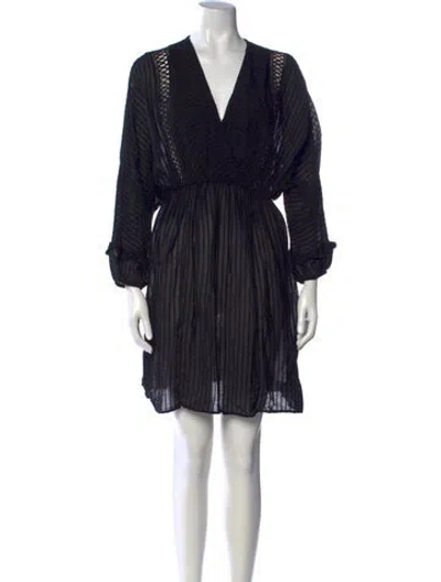 Pre-owned Ferrante Striped Mini Dress In Black