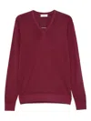 Ferrante V-neck Sweater In Burgundy