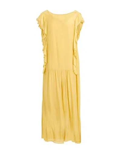 Ferrante Woman Midi Dress Yellow Size 4 Viscose, Silk, Cotton