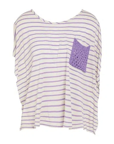 Ferrante Woman T-shirt Purple Size 10 Viscose, Linen, Polyester