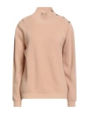 Ferrante Woman Turtleneck Camel Size 10 Merino Wool In Pink