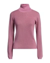 Ferrante Woman Turtleneck Pink Size 10 Wool, Acrylic, Viscose, Polyester, Metal In Pink