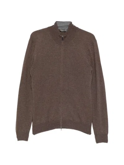 Ferrante Zip-up High-neck Cardigan In Brown