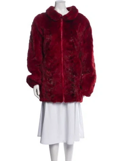 Pre-owned Ferrara Collection Mink Fur Coat In Red