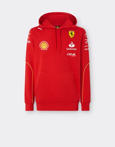 Ferrari 2024 Scuderia  Team Replica Hooded Sweatshirt In Rosso Corsa
