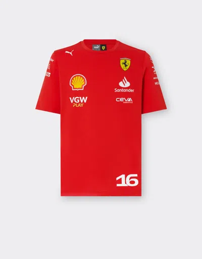 Ferrari 2024 Scuderia  Team Replica Leclerc T-shirt In Rosso Corsa