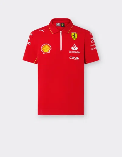 Ferrari 2024 Scuderia  Team Replica Polo Shirt In Rosso Corsa