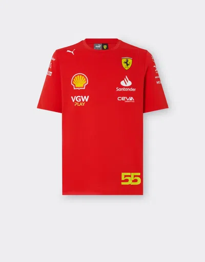 Ferrari 2024 Scuderia  Team Replica Sainz T-shirt In Rosso Corsa