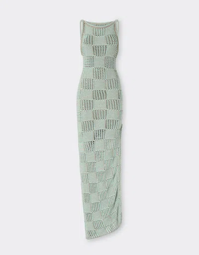 Ferrari 3d Cotton Long Dress In Green
