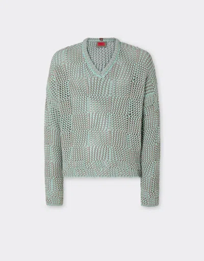 Ferrari 3d Cotton Sweater In Green