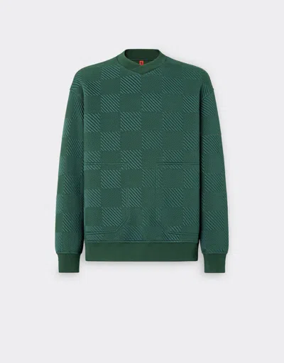 Ferrari 3d-effect Sweatshirt With V Neck In Ficus Green