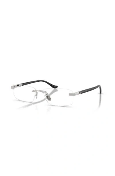Ferrari 56mm Rectangle Optical Glasses In Silver