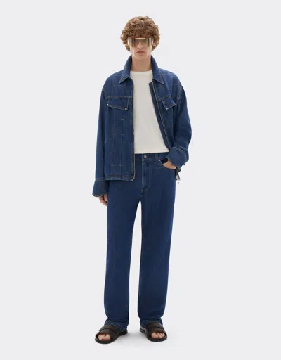 Ferrari 5-pocket Jeans With Alcantara® Details In Blue