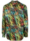 Ferrari Abstract-pattern Silk Shirt In Schwarz
