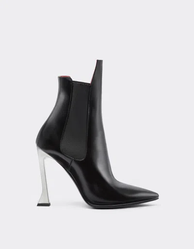 Ferrari Ankle Boots In Brushed Leather In Black