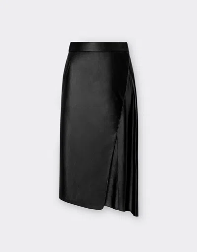 Ferrari Asymmetric Leather Skirt In Black