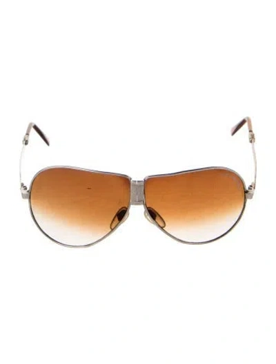 Pre-owned Ferrari Aviator Gradient Sunglasses In Brown