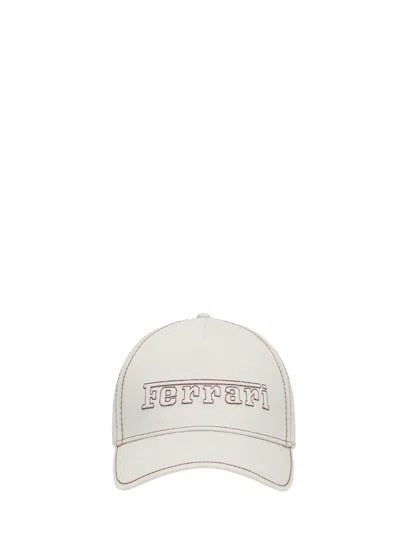 Ferrari Logo-embroidered Baseball Cap In White