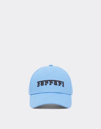 Ferrari Baseball Cap With Embroidered  Logo In Blue