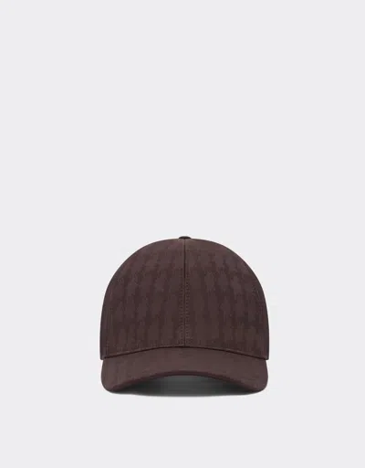 Ferrari Baseball Cap With Monogram Pony Motif In Brown