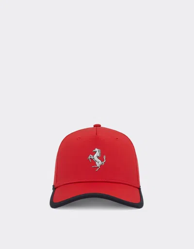 Ferrari Baseball Cap With Prancing Horse Detail In Rosso Corsa