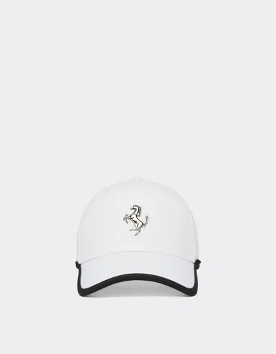 Ferrari Baseball Hat With Contrast Band In Optical White