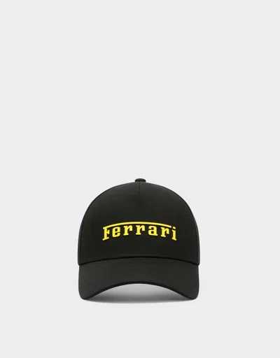 Ferrari Baseball Hat With Rubberised Logo In Black