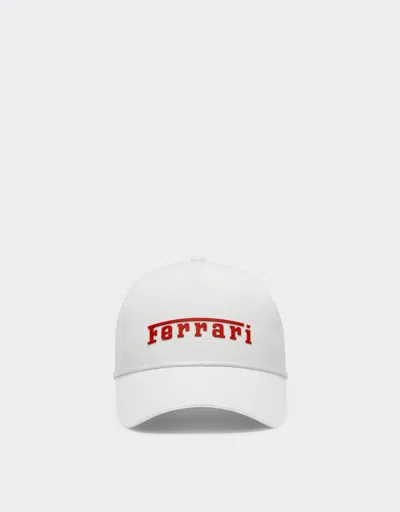 Ferrari Baseball Hat With Rubberised Logo In Optical White