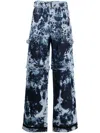 Ferrari Belted-waist Tie-dye Print Jeans In Blue