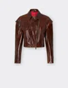Ferrari Biker Jacket In Radica Leather In Tabacco