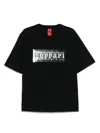 Ferrari Graphic Print Black Cotton T-shirt In Black