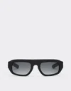 Ferrari Black  Sunglasses In Acetate And Leather With Polarised Grey Gradient Lens In Black