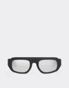 Ferrari Black  Sunglasses In Acetate And Leather With Silver Mirror Lens In Black