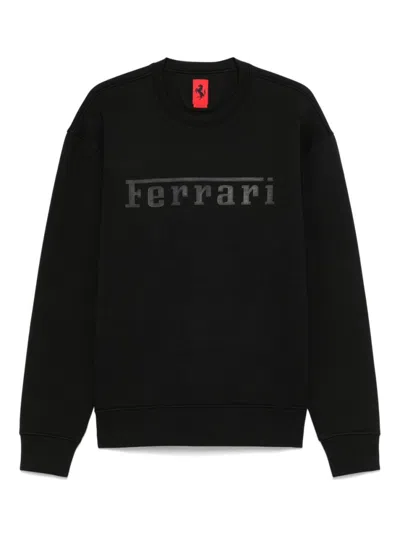 FERRARI BLACK PRINTED LOGO SWEATSHIRT