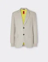 Ferrari Blazer In Nappa Leather With Knit Cuffs In Ecru