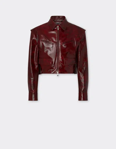 Ferrari Blouson In Brushed Leather In Red