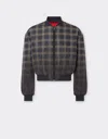 Ferrari Bomber In Chiné Check Printed Nylon In Brown