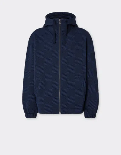 Ferrari Bomber Jacket In 3d-effect Jersey In Blue