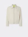 Ferrari Bomber Jacket In Cotton Gabardine In Ecru